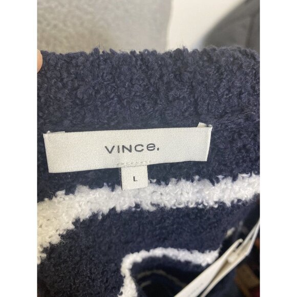 Vince Womens Striped Waffle Stitch Blue White Stripe Sweater Pullover Size Large - Picture 5 of 9